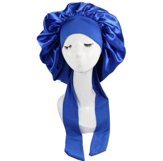 Satin Wrap Bonnet - Blue - Havilah Life Cosmetics